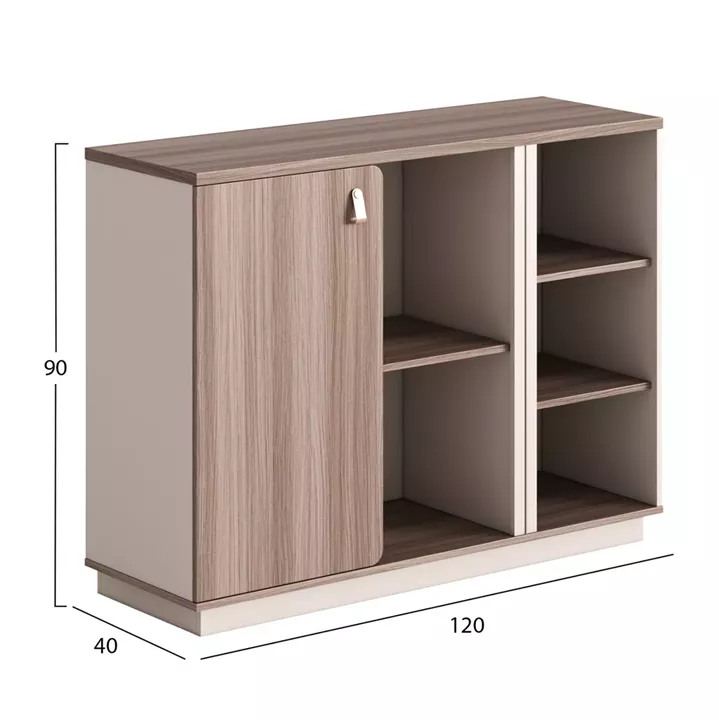 CABINET/BOOKCASE SERIES SUPERON HM2142 MELAMINE IN BEIGE & NATURAL WOOD 120x40x90Hcm