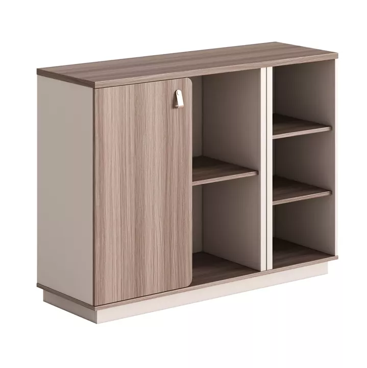 CABINET/BOOKCASE SERIES SUPERON HM2142 MELAMINE IN BEIGE & NATURAL WOOD 120x40x90Hcm