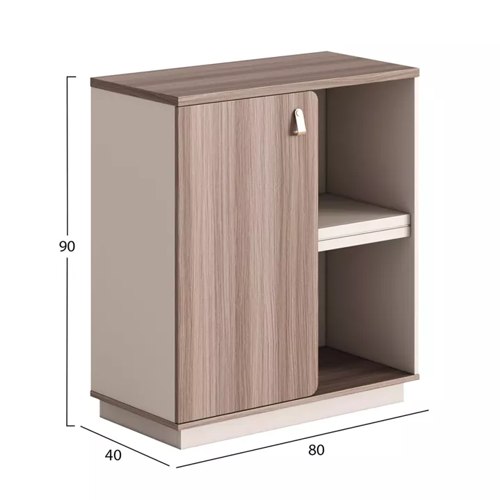 CABINET/BOOKCASE SERIES SUPERON HM2143 MELAMINE IN BEIGE & NATURAL WOOD 80x40x90Hcm