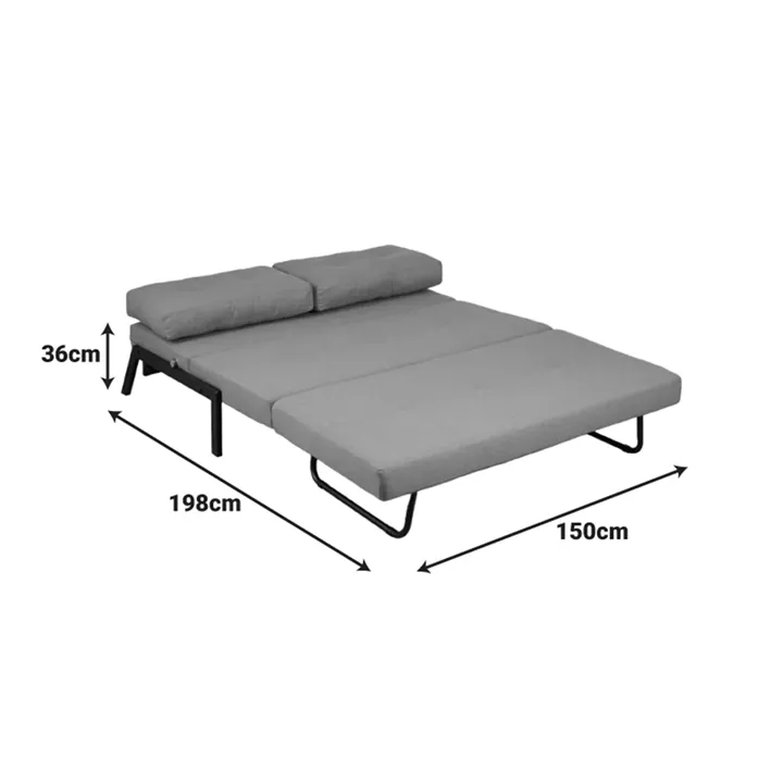 Καναπές 2θέσιος-κρεβάτι Fancy pakoworld ύφασμα σε μπεζ απόχρωση με φυσικό πόδι 150x92x77εκ