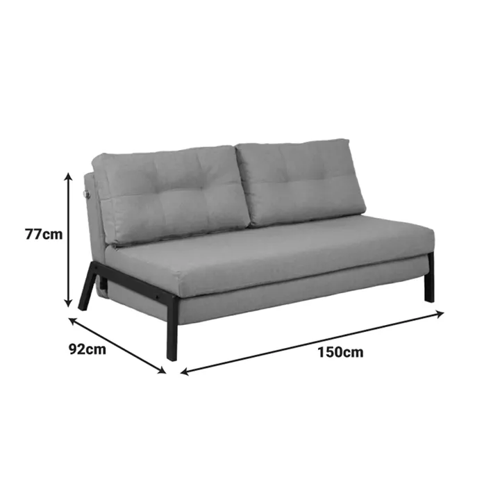 Καναπές 2θέσιος-κρεβάτι Fancy pakoworld ύφασμα σε μπεζ απόχρωση με φυσικό πόδι 150x92x77εκ