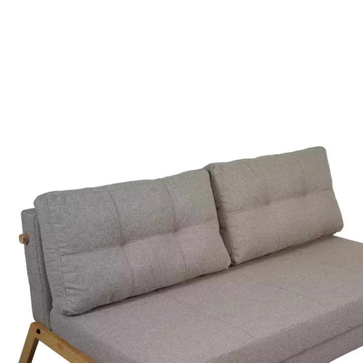 Καναπές 2θέσιος-κρεβάτι Fancy pakoworld ύφασμα σε μπεζ απόχρωση με φυσικό πόδι 150x92x77εκ