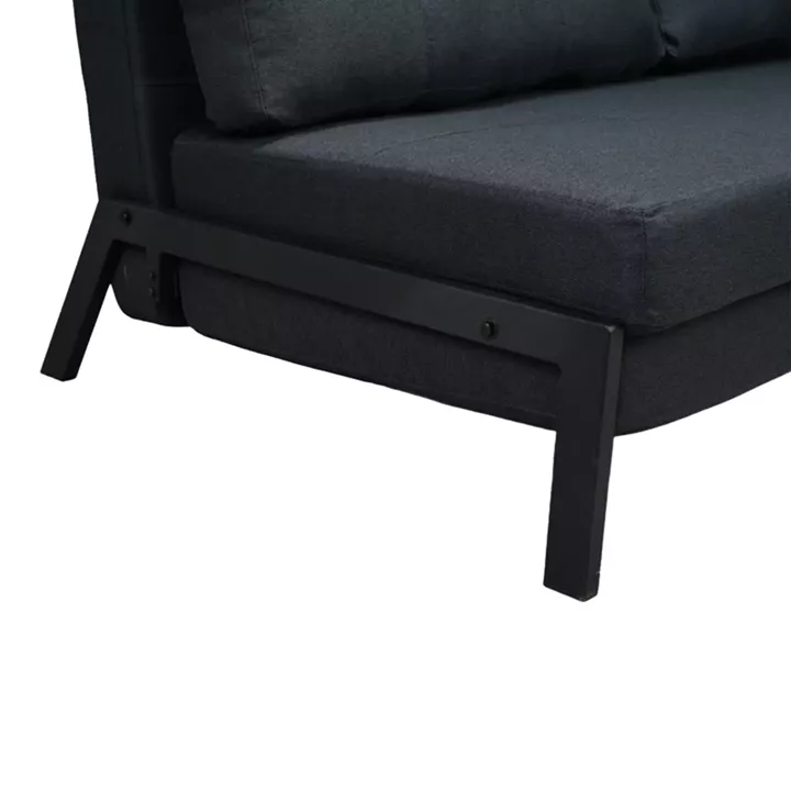 Καναπές 2θέσιος-κρεβάτι Fancy pakoworld ύφασμα σε ανθρακί απόχρωση με μαύρο πόδι 150x92x77εκ