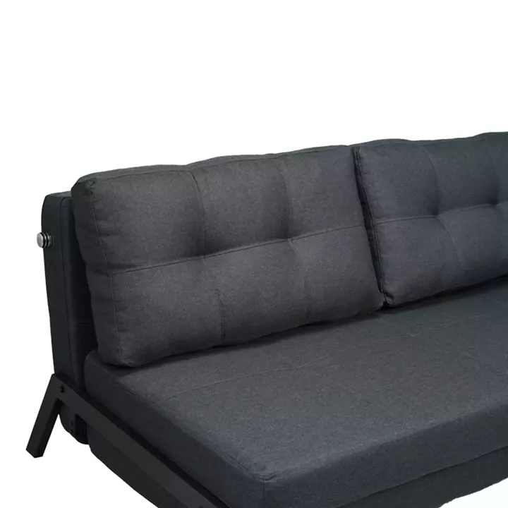 Καναπές 2θέσιος-κρεβάτι Fancy pakoworld ύφασμα σε ανθρακί απόχρωση με μαύρο πόδι 150x92x77εκ