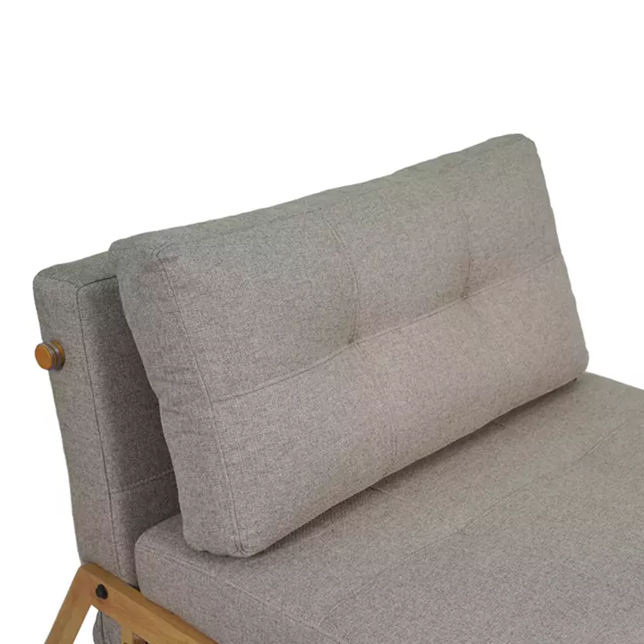 Πολυθρόνα-κρεβάτι Fancy pakoworld ύφασμα σε μπεζ απόχρωση με φυσικό πόδι 95x98x70εκ