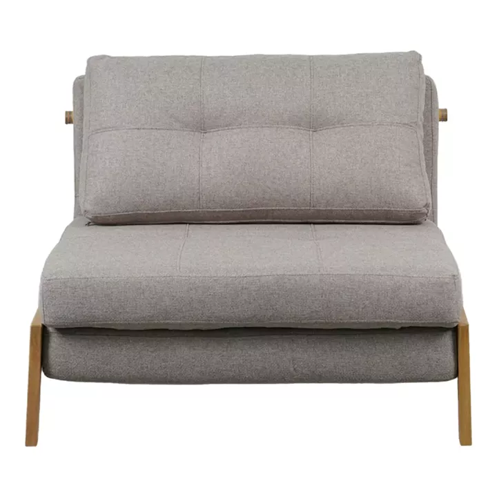 Πολυθρόνα-κρεβάτι Fancy pakoworld ύφασμα σε μπεζ απόχρωση με φυσικό πόδι 95x98x70εκ