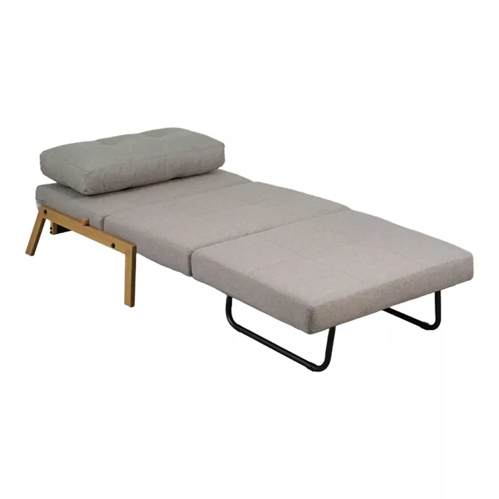 Πολυθρόνα-κρεβάτι Fancy pakoworld ύφασμα σε μπεζ απόχρωση με φυσικό πόδι 95x98x70εκ