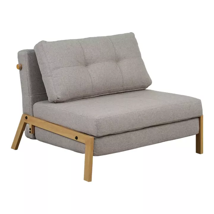 Πολυθρόνα-κρεβάτι Fancy pakoworld ύφασμα σε μπεζ απόχρωση με φυσικό πόδι 95x98x70εκ