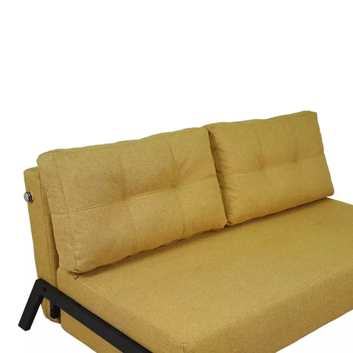 Καναπές 2θέσιος-κρεβάτι Fancy pakoworld ύφασμα σε κίτρινη απόχρωση με μαύρο πόδι 150x92x77εκ