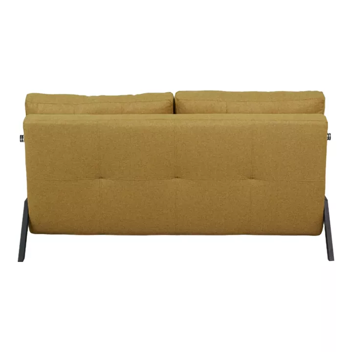 Καναπές 2θέσιος-κρεβάτι Fancy pakoworld ύφασμα σε κίτρινη απόχρωση με μαύρο πόδι 150x92x77εκ