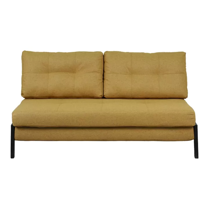 Καναπές 2θέσιος-κρεβάτι Fancy pakoworld ύφασμα σε κίτρινη απόχρωση με μαύρο πόδι 150x92x77εκ