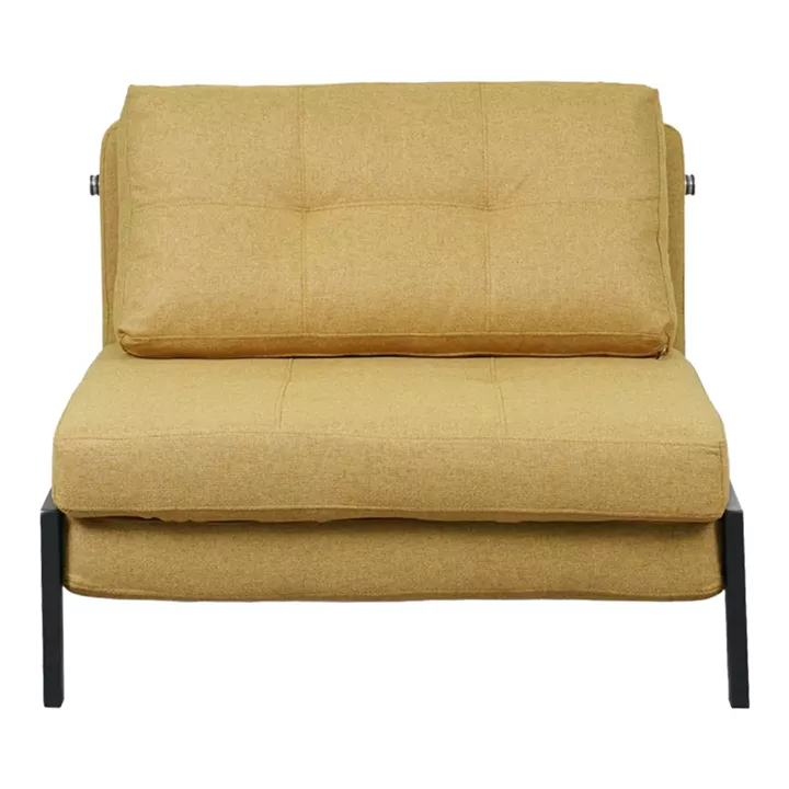 Πολυθρόνα-κρεβάτι Fancy pakoworld ύφασμα σε κίτρινη απόχρωση με μαύρο πόδι 95x98x70εκ