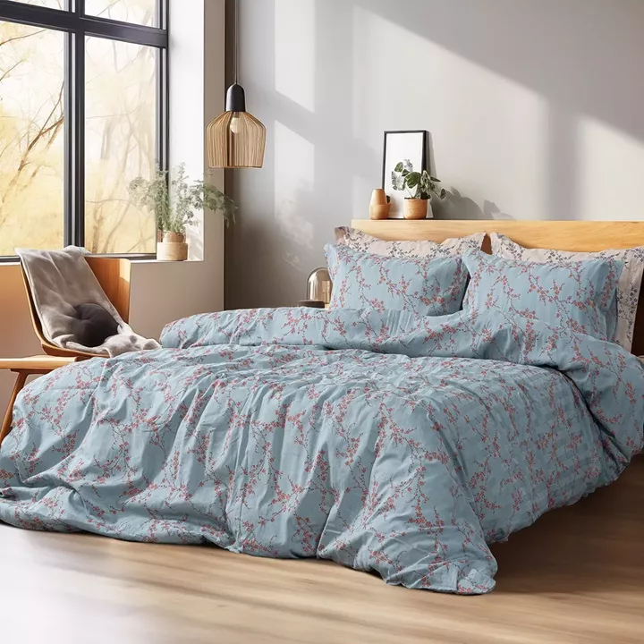 Beauty Home Σετ παπλωματοθήκη υπέρδιπλη Art 12211 Emerald 100% Βαμβακοσατέν 300tc 230x250 Σιέλ