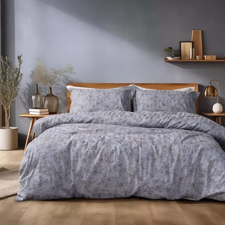 Beauty Home Σετ παπλωματοθήκη υπέρδιπλη Art 12212 Jasmine 100% Βαμβακοσατέν 300tc 230x250 Γκρι