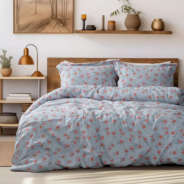 Beauty Home Σετ παπλωματοθήκη υπέρδιπλη Art 12219 Ivy 100% Βαμβακοσατέν 300tc 230x250 Γκρι