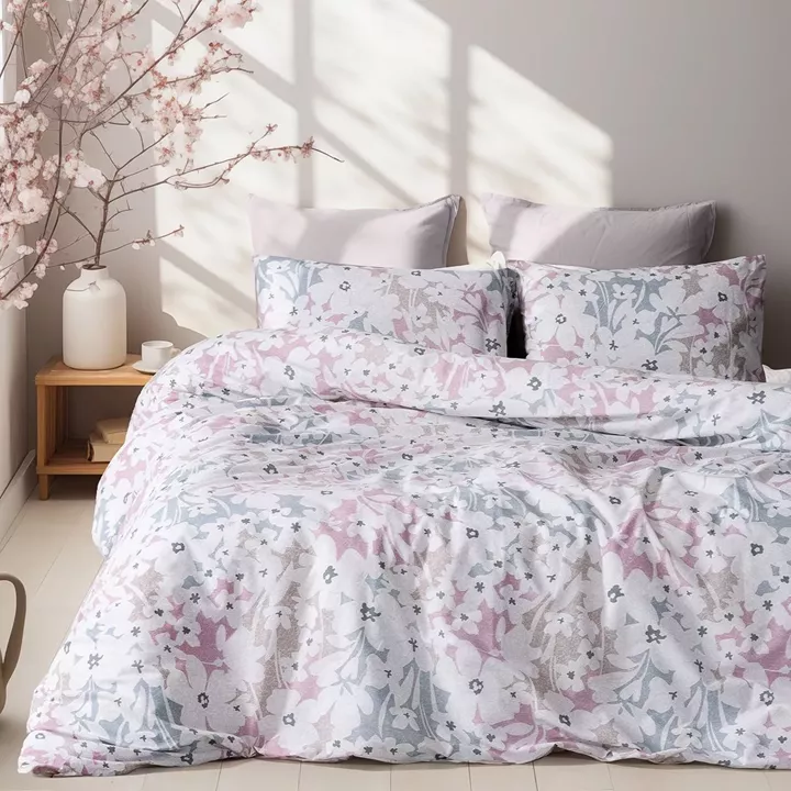 Beauty Home Σετ παπλωματοθήκη υπέρδιπλη Ninet Art 12252 220x250 Γκρι,Ροζ