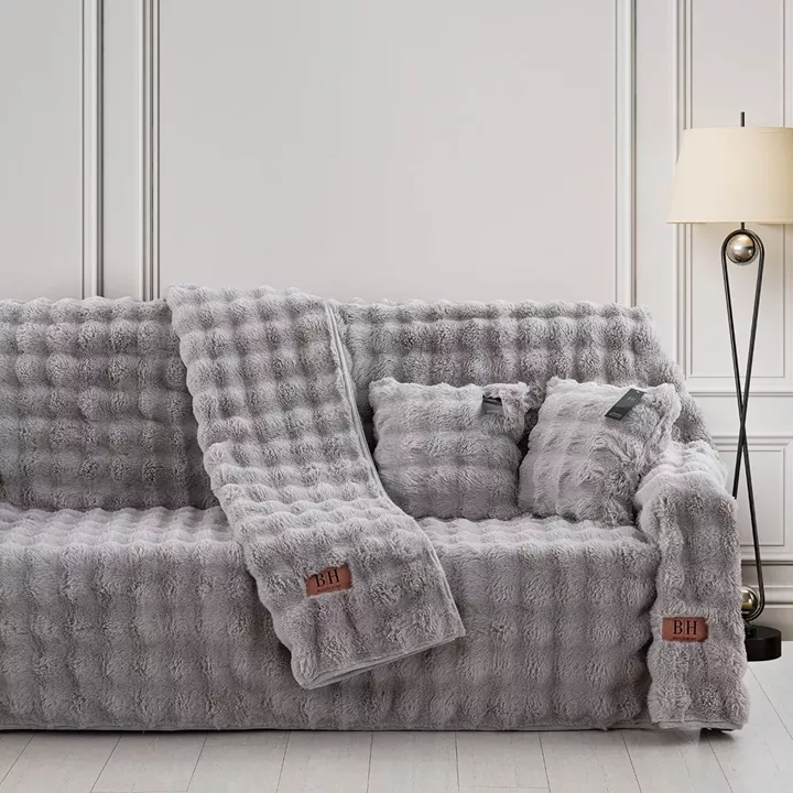 Beauty Home Γούνινο ριχτάρι Μονοθέσιο Art 8721 180x160 Γκρι