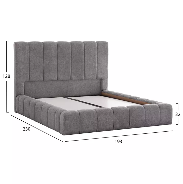 ΚΡΕΒΑΤΙ REMO ΜΕ ΑΠΟΘΗΚΕΥΤΙΚΟ ΧΩΡΟ HM719.22 ΥΦΑΣΜΑ TEDDY ΓΚΡΙ-ΓΙΑ ΣΤΡΩΜΑ 160x200εκ