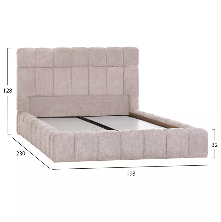 ΚΡΕΒΑΤΙ RAMON ΜΕ ΑΠΟΘ. ΧΩΡΟ HM720.10 ΥΦΑΣΜΑ TEDDY ΜΠΕΖ-ΓΙΑ ΣΤΡΩΜΑ 160x200εκ