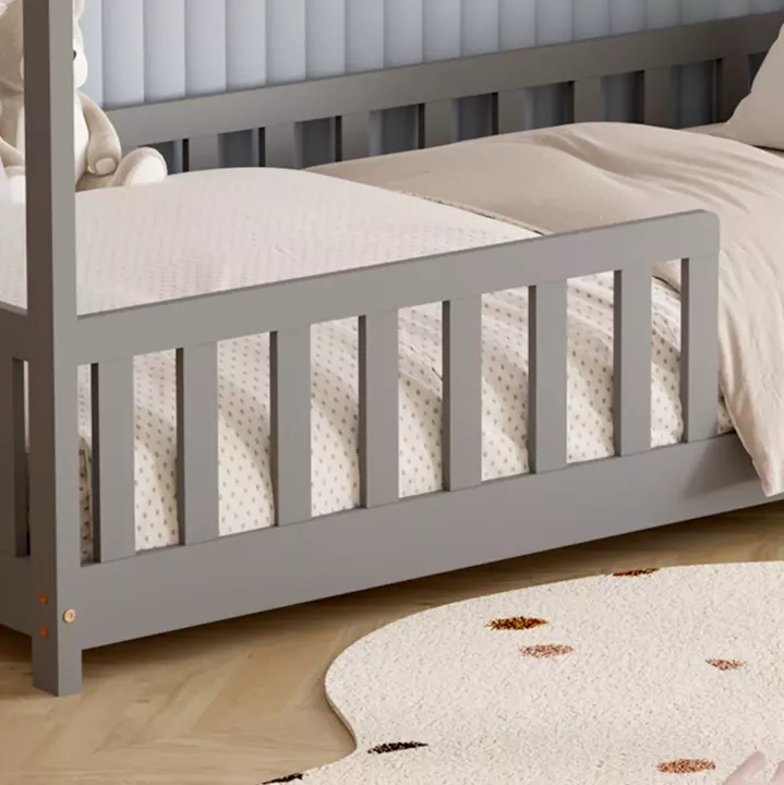 BED WITH MATTRESS PHYLLIS HM21304.02 PINE WOOD IN GREY COLOR--MATTRESS 90x190cm