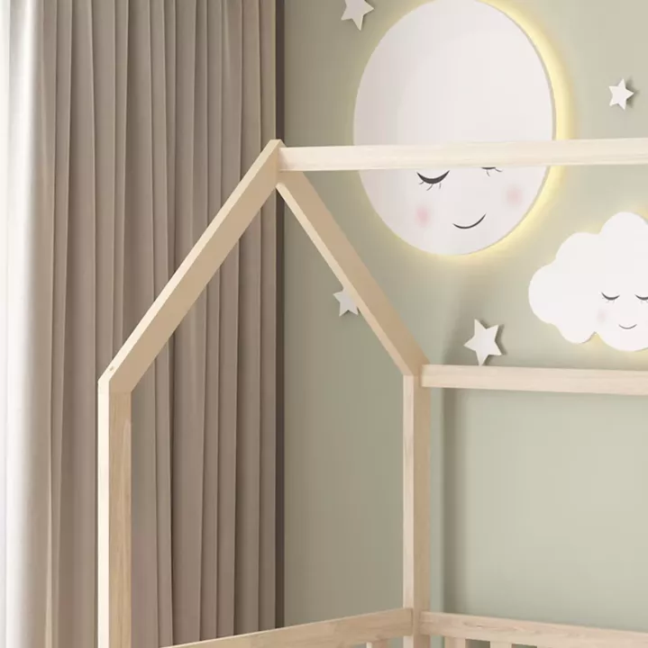 BED WITH SLIDE PHYLLIS HM21310 PINE WOOD IN NATURAL--WITH MATTRESS 90x190cm