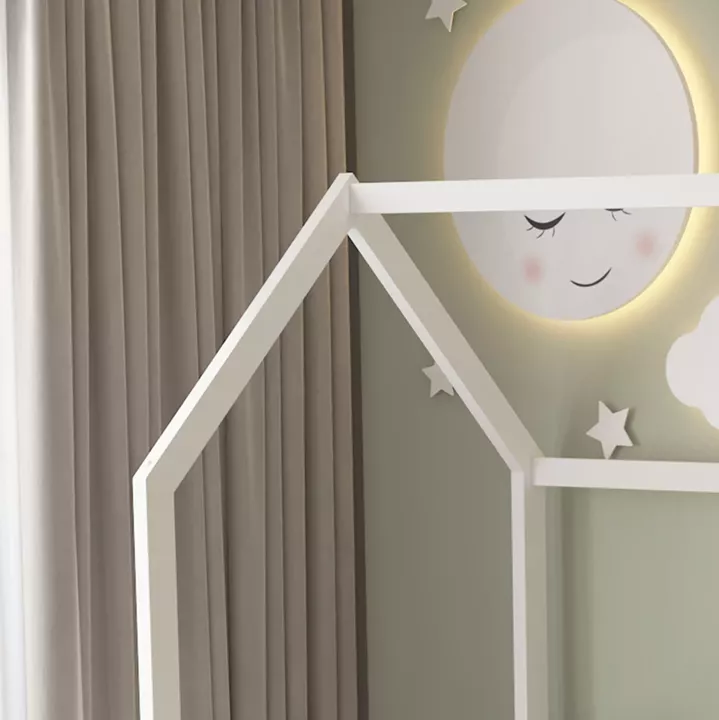 BED WITH SLIDE PHYLLIS HM21310.01 PINE WOOD IN WHITE--WITH MATTRESS 90x190cm