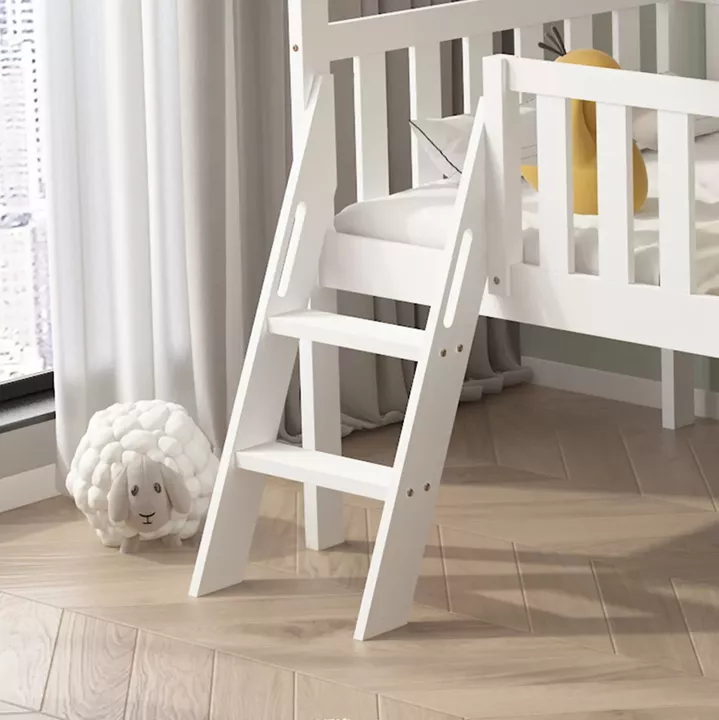 BED WITH SLIDE PHYLLIS HM21310.01 PINE WOOD IN WHITE--WITH MATTRESS 90x190cm