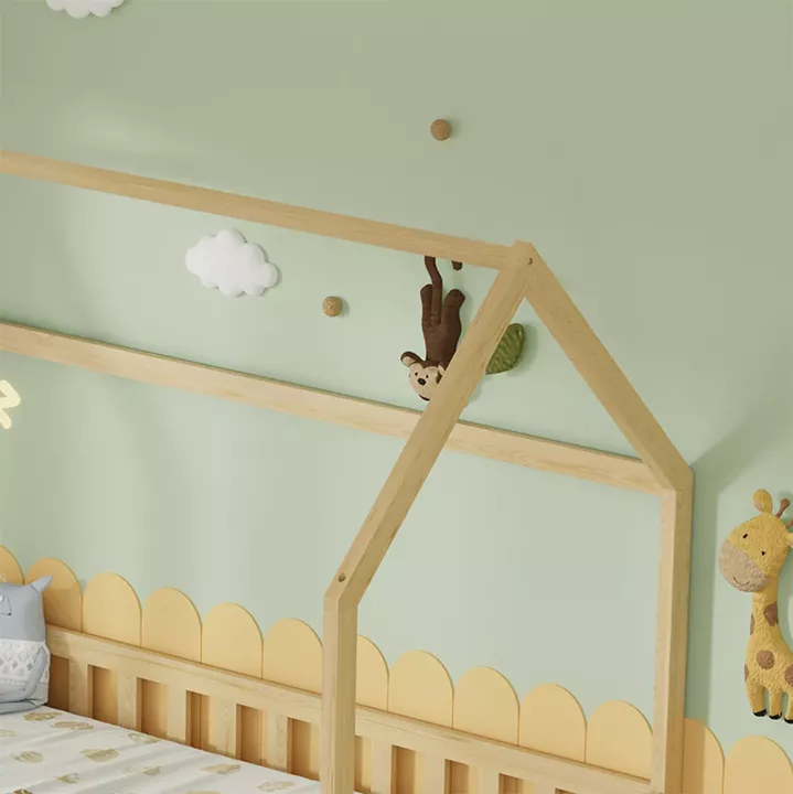 BED WITH DRAWERS PHYLLIS HM21324 PINE WOOD IN NATURAL WOOD COLOR--WITH MATTRESS 90x190cm