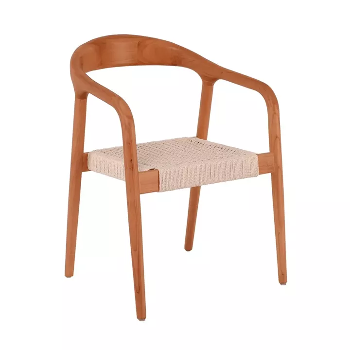 LEXY Πολυθρόνα Τραπεζαρίας Καρυδί, Κάθισμα Paper Rope