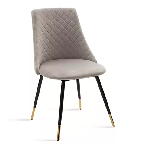 Καρέκλα Giselle pakoworld βελούδο γκρι-μαύρο χρυσό πόδι
