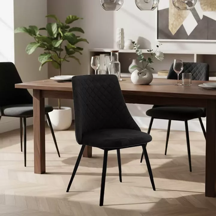 Καρέκλα Giselle pakoworld βελούδο μαύρο-πόδι μαύρο