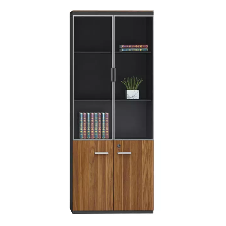 Ντουλάπες γραφείου επαγγελματικές Oscar pakoworld καρυδί-ανθρακί 160x40x200εκ