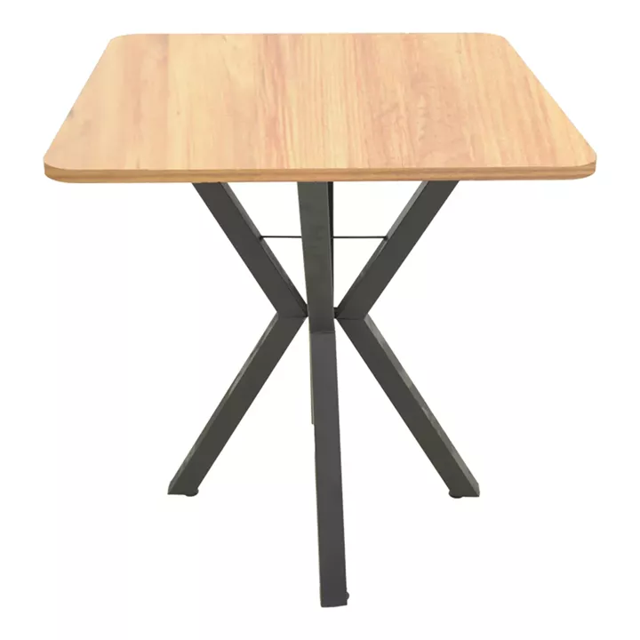 Τραπέζι Arenya pakoworld φυσική απόχρωση με μαύρα μεταλλικά πόδια 70x70x72εκ
