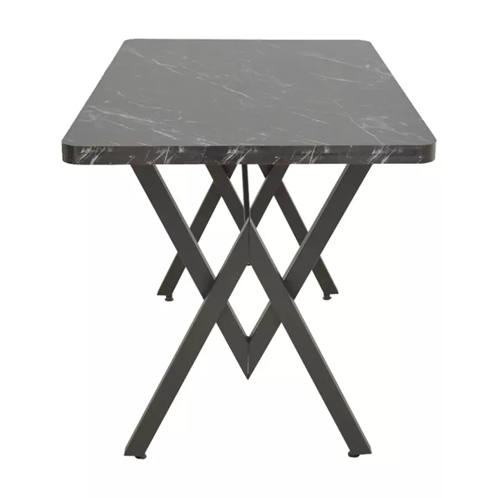 Τραπέζι Vertex pakoworld μαυρο εφέ μαρμάρου με μαύρα μεταλλικά πόδια 110x70x72εκ