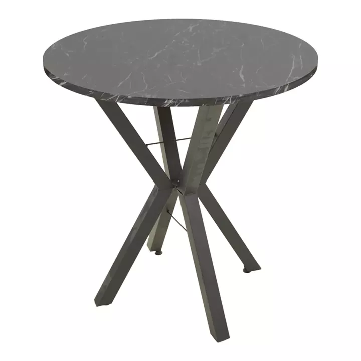 Τραπέζι Rogue pakoworld μαύρο εφε μαρμάρου με μαύρα μεταλλικά πόδια Φ70x72εκ