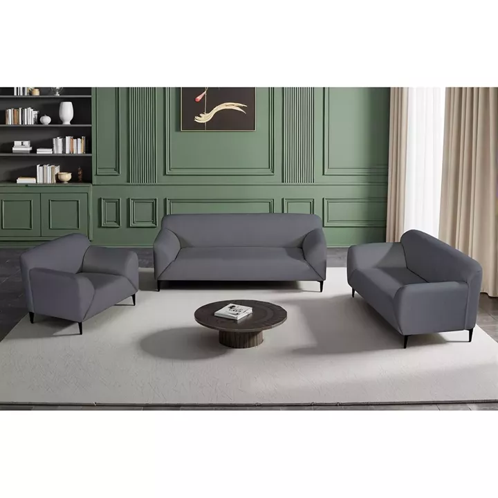 VICTORIA Set Σαλόνι-Καθιστικό Πολυθρόνα-2Θέσιος-3Θέσιος, Ύφασμα Σκούρο Γκρι