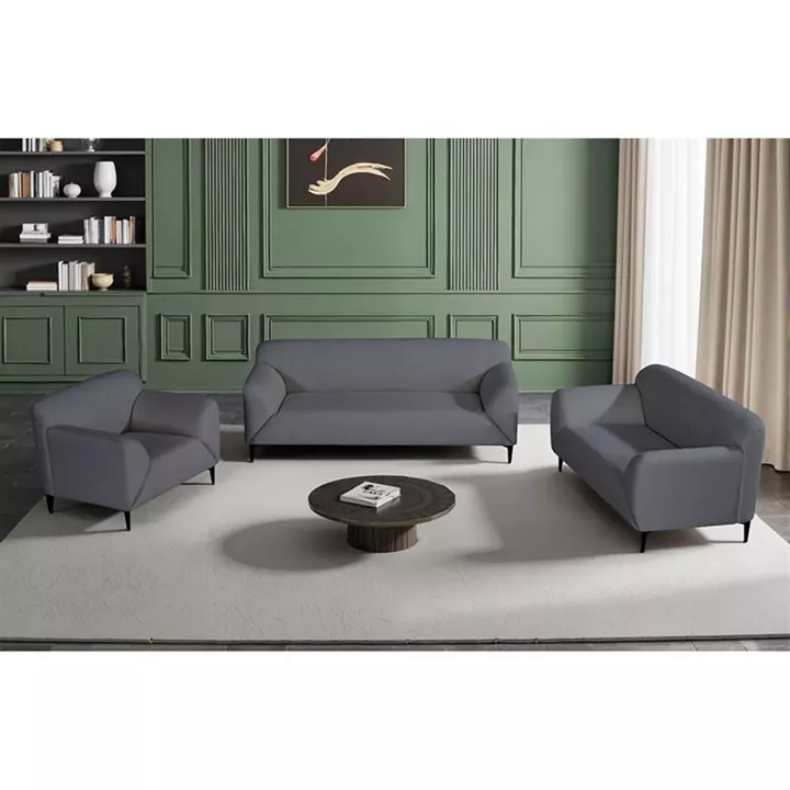 VICTORIA Set Σαλόνι-Καθιστικό Πολυθρόνα-2Θέσιος-3Θέσιος, Ύφασμα Σκούρο Γκρι