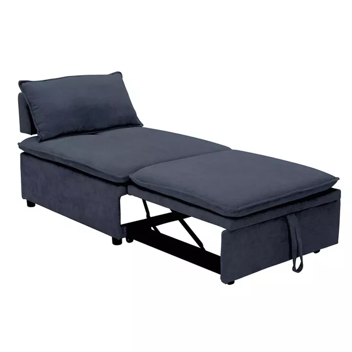 FRANNIE Πολυθρόνα (Καρέκλα) - Κρεβάτι, Σαλονιού-Καθιστικού, Ύφασμα Μπλε-Γκρι