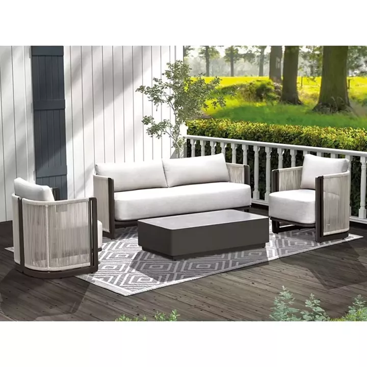 BOSTON Living Set Σαλόνι Καθιστικό Κήπου - Βεράντας Alu Ανθρακί - Μπεζ