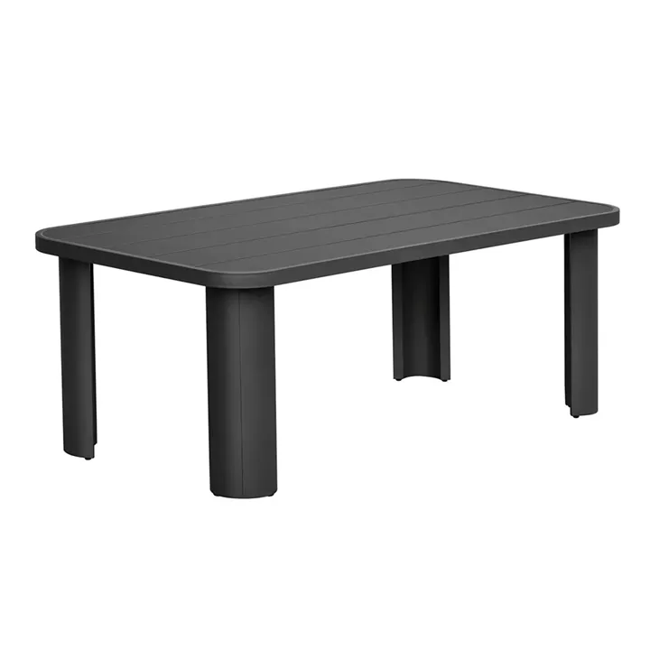 BOSTON Dining Set Τραπεζαρία Κήπου Βεράντας: Τραπέζι + 6 Πολυθρόνες Alu Ανθρακί - Μπεζ