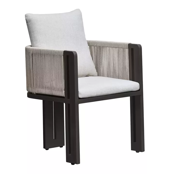 BOSTON Dining Set Τραπεζαρία Κήπου Βεράντας: Τραπέζι + 6 Πολυθρόνες Alu Ανθρακί - Μπεζ