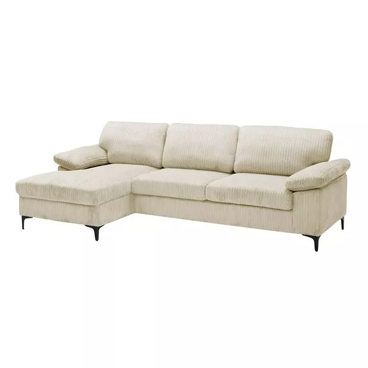 CYRIL Καναπές Δεξιά Γωνία, Ύφασμα Κοτλέ Μπεζ
