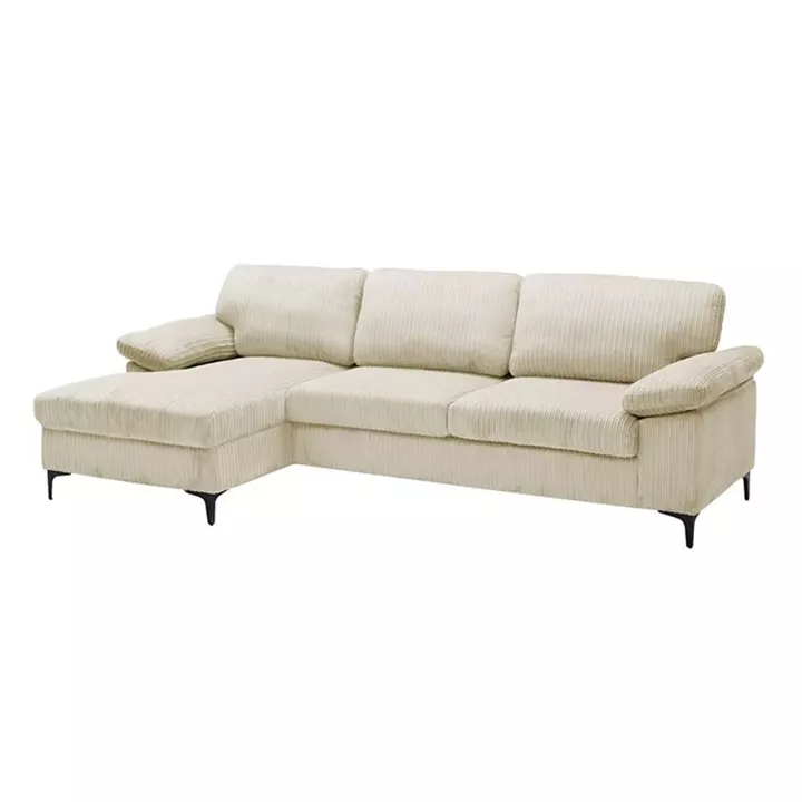 CYRIL Καναπές Δεξιά Γωνία, Ύφασμα Κοτλέ Μπεζ