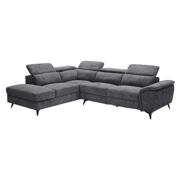 ROMEO Καναπές-Relax, Δεξιά Γωνία,Ύφασμα Γκρι, Αποθ.χώρος, Μία θέση με ηλεκτρική ανάκληση