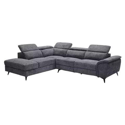 ROMEO Καναπές-Relax, Δεξιά Γωνία,Ύφασμα Γκρι, Αποθ.χώρος, Μία θέση με ηλεκτρική ανάκληση