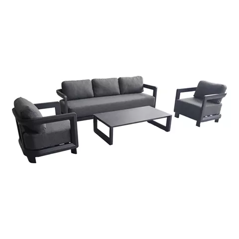 Jenora pakoworld outdoor lounge dark grey aluminum with dark grey fabric