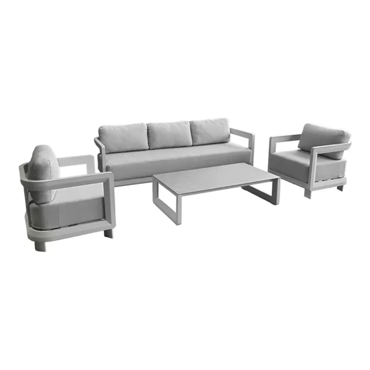 Jenora pakoworld outdoor lounge beige aluminum with light grey fabric