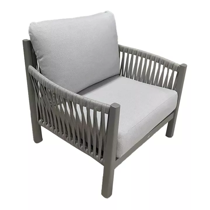 Σαλόνι εξωτερικού χώρου Feralda pakoworld μπεζ αλουμίνιο-rope με ύφασμα σε απόχρωση ανοιχτό γκρι