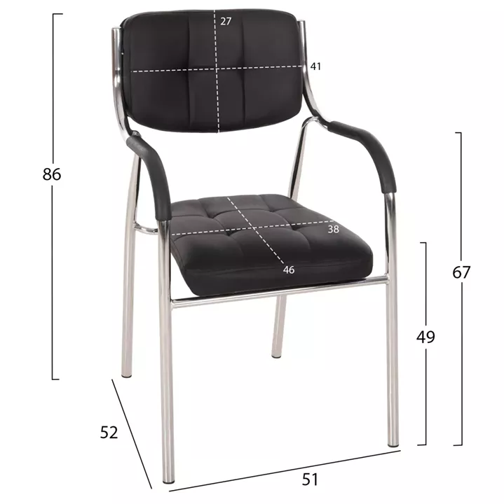 Conference office chair OBERON HM1018.01 Black PU 51x52x86Ηcm