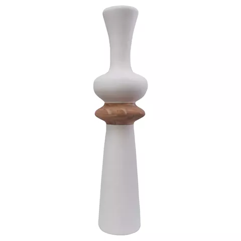 DECORATIVE FLOOR VASE NEBULA HM4660.02L FIBER CEMENT IN WHITE--TEAK WOOD Φ45x172Hcm.